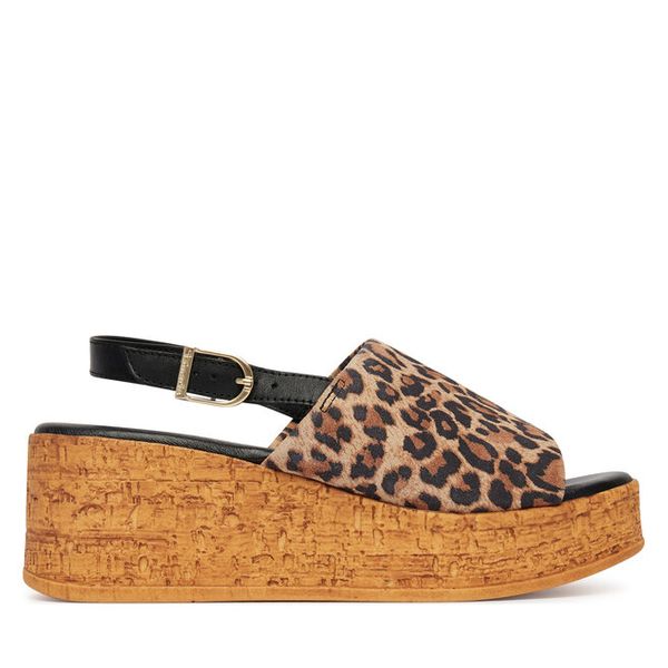 Sandały Tamaris. Brązowe sandały damskie Tamaris, bez wzorów, bez obcasa, na koturnie, bez zapięcia. Za 241.99 zł.