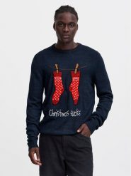 Blend Sweter 20717599 Granatowy Regular Fit. Niebieskie swetry męskie Blend, m, bez wzorów, z syntetyku, bez kołnierzyka, bez ramiączek. Za 99.99 zł.