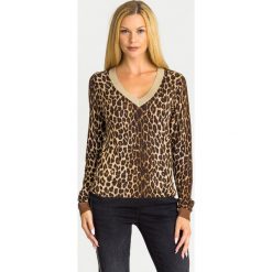 SWETER Liu Jo. Brązowe swetry nierozpinane damskie Liu Jo, l, z aplikacjami, z materiału, bez kołnierzyka, bez ramiączek. Za 549.00 zł.