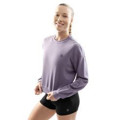 Bluza treningowa crop top dla kobiet Fitness Siroko Zenith. Fioletowe bluzy damskie SIROKO, l, bez wzorów, z materiału, bez ramiączek, bez kaptura. Za 169.00 zł.