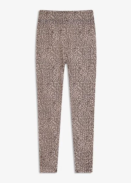 Legginsy ocieplane. Brązowe legginsy damskie bonprix, bez wzorów. Za 59.99 zł.