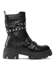 DeeZee Trzewiki WS5598-24 Czarny. Czarne botki damskie DeeZee, bez wzorów, ze skóry, bez obcasa, na płaskiej podeszwie, bez zapięcia. Za 159.99 zł.