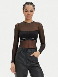 Tommy Hilfiger Body UW0UW05135 Czarny Slim Fit. Czarne body Tommy Hilfiger, bez wzorów, z syntetyku. Za 329.99 zł.