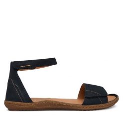 Sandały Josef Seibel. Niebieskie sandały damskie Josef Seibel, bez wzorów, bez obcasa, na płaskiej podeszwie, bez zapięcia. Za 439.99 zł.