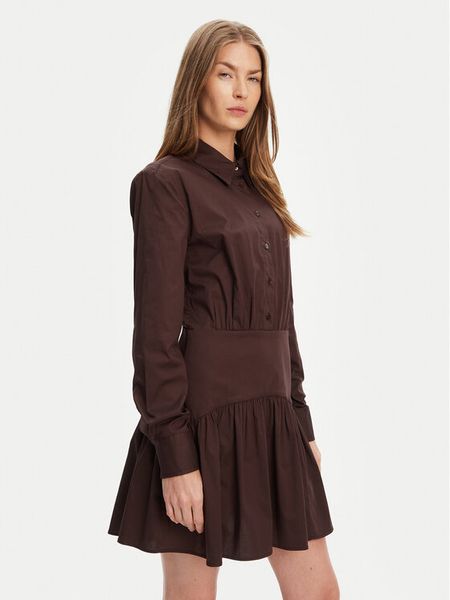 STAUD Sukienka koszulowa Rocco R25S2112PO Brązowy Regular Fit. Brązowe sukienki damskie STAUD, s, bez wzorów, z bawełny, bez kołnierzyka, bez ramiączek, koszulowe. Za 1,139.00 zł.