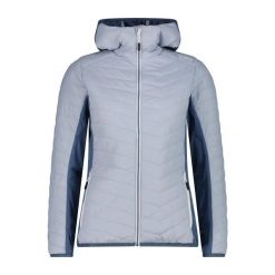 Damska kurtka z kapturem CMP Unlimitech. Niebieskie kurtki sportowe damskie CMP, s, bez wzorów, z puchu, bez ramiączek, z kapturem, trekkingowe, primaloft. Za 531.50 zł.