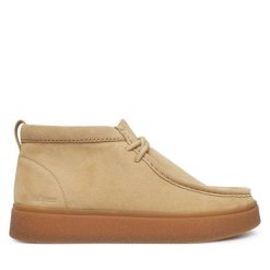 Trzewiki Clarks. Brązowe botki męskie Clarks, bez wzorów, bez obcasa, bez zapięcia. Za 519.99 zł.