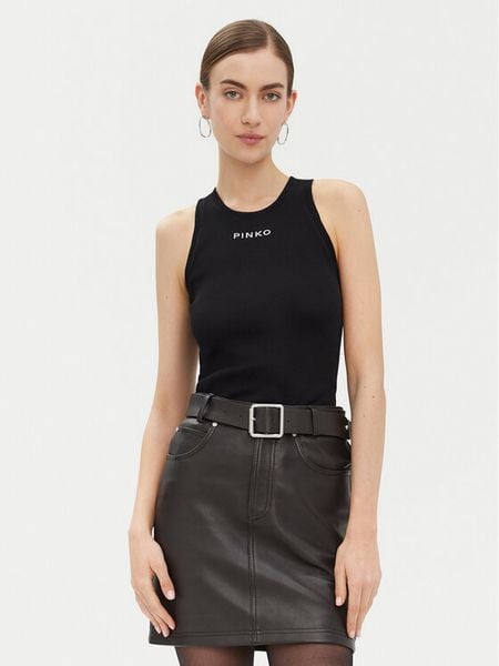 PINKO Top 100822 A2C1 Czarny Regular Fit. Czarne topy damskie Pinko, xl, bez wzorów, z bawełny, bez kołnierzyka, bez ramiączek. Za 229.99 zł.