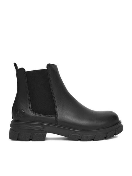 Rieker Sztyblety Z9150-00 Czarny. Czarne botki damskie Rieker, bez wzorów, ze skóry, bez obcasa, na płaskiej podeszwie, bez zapięcia. Za 359.99 zł.