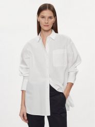 Tommy Hilfiger Koszula Essential WW0WW40540 Biały Loose Fit. Białe koszule damskie Tommy Hilfiger, m, bez wzorów, z bawełny, bez kołnierzyka, bez ramiączek. Za 969.99 zł.