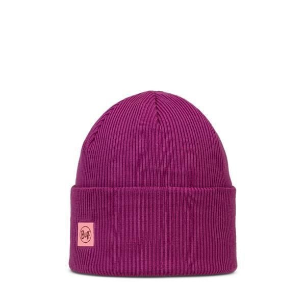 Czapka BUFF CROSSKNIT BEANIE SOLID ORCHID. Czerwone czapki damskie Buff, bez wzorów, z dzianiny, sportowe. Za 175.60 zł.