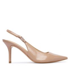 Szpilki Guess. Brązowe szpilki damskie Guess, z aplikacjami, bez obcasa, na szpilce, bez zapięcia. Za 634.99 zł.