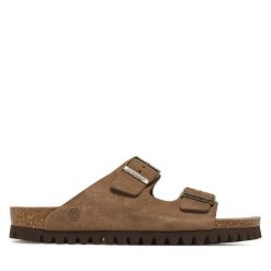 Klapki Genuins. Brązowe klapki męskie Genuins, bez wzorów, bez zapięcia. Za 229.99 zł.