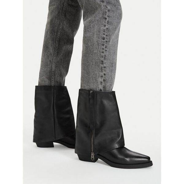 Botki G-Star. Czarne botki damskie G-Star, bez wzorów, retro, bez obcasa, na słupku, bez zapięcia. Za 499.99 zł.