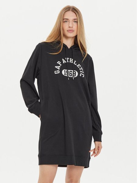 Gap Sukienka dzianinowa 498949-03 Czarny Relaxed Fit. Czarne sukienki damskie GAP, s, bez wzorów, z bawełny, bez kołnierzyka, bez ramiączek. Za 179.99 zł.