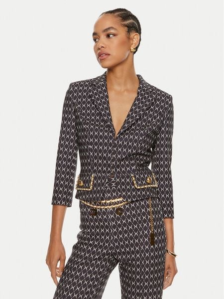 Elisabetta Franchi Marynarka GI-S85-46E2 Czarny Regular Fit. Czarne marynarki i żakiety damskie Elisabetta Franchi, bez wzorów, z syntetyku, bez kołnierzyka, bez ramiączek. Za 1,679.00 zł.