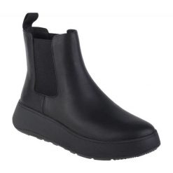Buty FitFlop F-Mode W FH4-090 czarne. Czarne botki damskie bez wzorów, z gumy, bez obcasa, bez zapięcia. Za 755.81 zł.