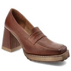 Brązowe Stylowe Półbuty Damskie Exquisite. Brązowe półbuty damskie EXQUISITE, bez wzorów, ze skóry, biznesowe, bez obcasa, na obcasie, bez zapięcia. Za 349.00 zł.