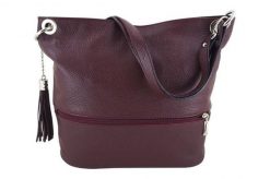 Shopperka skórzana BARBERINI'S bordowa 163-5. Czerwone shopperki damskie Barberinis, bez wzorów, ze skóry, bez dodatków. Za 249.99 zł.