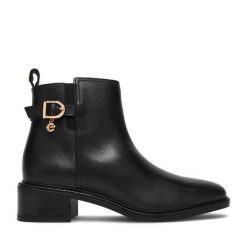 Botki MEXX. Czarne botki damskie Mexx, bez wzorów, bez obcasa, na słupku, bez zapięcia. Za 269.99 zł.