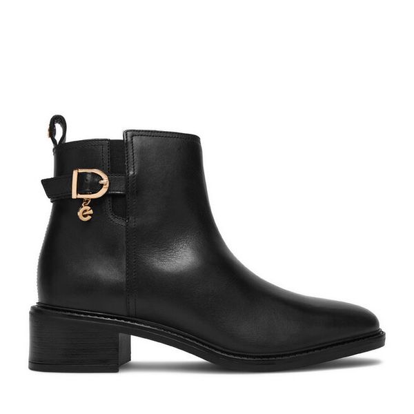 Botki MEXX. Czarne botki damskie Mexx, bez wzorów, bez obcasa, na słupku, bez zapięcia. Za 379.99 zł.