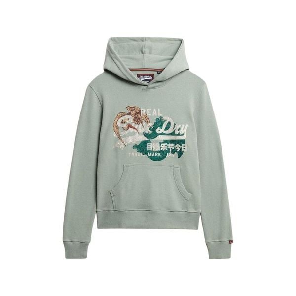 Bluza damska Superdry Tokyo Vl. Zielone bluzy damskie Superdry, na jesień, s, bez wzorów, z materiału, casualowe, bez ramiączek, z kapturem. Za 297.70 zł.