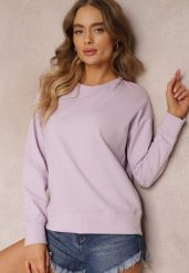 Fioletowa Bluza z Długim Rękawem i Okrągłym Dekoltem Miyoko. Fioletowe bluzy damskie Renee, s, bez wzorów, z dzianiny, casualowe, bez ramiączek, bez kaptura. Za 24.99 zł.