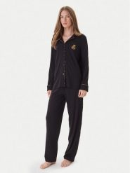 LAUREN RALPH LAUREN Piżama ILN72467F Czarny Regular Fit. Czarne piżamy damskie Lauren Ralph Lauren, bez wzorów, z bawełny, bez ramiączek. Za 599.99 zł.