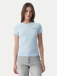 Tommy Jeans T-Shirt Ess Logo DW0DW23479 Niebieski jasny Slim Fit. Niebieskie t-shirty damskie Tommy Jeans, m, bez wzorów, z bawełny, bez kołnierzyka, bez ramiączek. Za 129.99 zł.