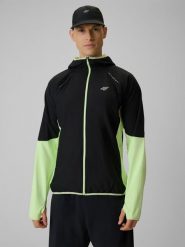 4F Bluza do biegania regular z kapturem męska - żółta M. Żółte bluzy męskie 4F, l, bez wzorów, z kapturem, do biegania. Za 249.99 zł.