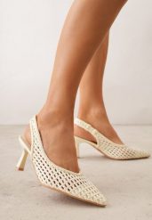 Żółte Ażurowe Czółenka z Plecionki na Szpilce z Odkrytą Piętą Akisishia. Żółte czółenka damskie Born2be, w ażurowe wzory, boho, bez obcasa, na szpilce, bez zapięcia. Za 119.99 zł.