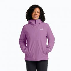 Kurtka ocieplana damska Jack Wolfskin Wisper Ins. Fioletowe kurtki sportowe damskie Jack Wolfskin, m, bez wzorów, z materiału, bez ramiączek, bez kaptura, trekkingowe, primaloft. Za 1,099.00 zł.