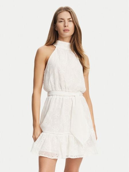 Guess Sukienka letnia W5GK15 W0WA2 Biały Regular Fit. Białe sukienki damskie Guess, na lato, xxl, z aplikacjami, z syntetyku, bez kołnierzyka, bez ramiączek. Za 349.99 zł.