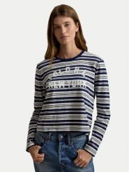 Polo Ralph Lauren Bluzka 211B17804001 Granatowy Regular Fit. Niebieskie bluzki damskie Polo Ralph Lauren, m, bez wzorów, z bawełny, bez kołnierzyka, bez ramiączek. Za 549.99 zł.