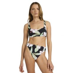 Stanik bikini typu bralette dla Kobiety PRINTED ESSENTIALS Czarny. Czarne stroje kąpielowe damskie Roxy, xl, bez wzorów, z elastanu. Za 169.99 zł.