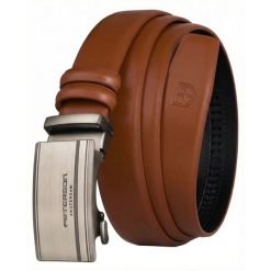 Skórzany pasek męski w jasnobrązowym kolorze z automatyczną klamrą Peterson PTN A006-AB TAN. Brązowe paski męskie Peterson, ze skóry, eleganckie. Za 59.99 zł.