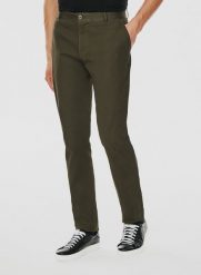 PAKO LORENTE – Gładkie spodnie męskie w kolorze zielonym. Zielone spodnie materiałowe męskie Pako Lorente, bez wzorów, z bawełny. Za 99.99 zł.