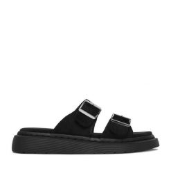 Klapki DeeZee. Czarne klapki damskie DeeZee, bez wzorów, bez obcasa, bez zapięcia. Za 139.99 zł.