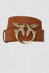 PINKO Brązowy pasek Love Berry H4 Belt. Brązowe paski damskie Pinko, bez wzorów. W wyprzedaży za 449.99 zł.