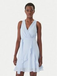 Morgan Sukienka koktajlowa 241-ROSVAL Błękitny Regular Fit. Niebieskie sukienki damskie Morgan, bez wzorów, z syntetyku, wizytowe, bez kołnierzyka, bez ramiączek. Za 299.99 zł.