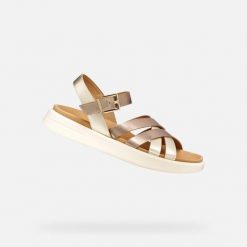 Sandały GEOX D XAND 2S Złoty. Brązowe sandały damskie Geox, bez wzorów, ze skóry, bez obcasa, bez zapięcia. Za 421.99 zł.