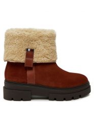 Tommy Hilfiger Botki Faux Fur Suede Roll-Down Boot FW0FW08158 Brązowy. Brązowe botki damskie Tommy Hilfiger, bez wzorów, ze skóry, bez obcasa, na płaskiej podeszwie, bez zapięcia. Za 449.99 zł.