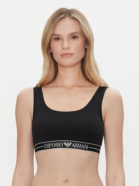 Emporio Armani Underwear Biustonosz top EW000420 AF10881 UC001 Czarny. Czarne biustonosze Emporio Armani Underwear, xs, bez wzorów, z bawełny, bez kołnierzyka, bez ramiączek. Za 159.99 zł.