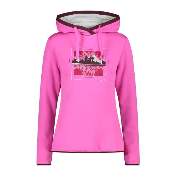 Bluza damska z kapturem CMP. Czerwone bluzy damskie CMP, bez wzorów, z materiału, sportowe, bez ramiączek, z kapturem. Za 249.00 zł.