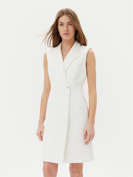 DKNY Sukienka koktajlowa DD5U1H66 Écru Slim Fit. Sukienki damskie DKNY, bez wzorów, z syntetyku, wizytowe, bez kołnierzyka, bez ramiączek. Za 339.99 zł.