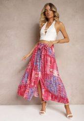 Różowa Rozkloszowana Spódnica z Wiskozy z Nieodpinanymi Ozdobnymi Guzikami Zafina. Czerwone spódnice damskie Renee, na co dzień, l, bez wzorów, z wiskozy, eleganckie, maxi, dopasowane. Za 44.99 zł.
