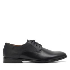 Półbuty Lasocki. Czarne buty wizytowe męskie Lasocki, bez wzorów, bez obcasa, bez zapięcia. Za 249.99 zł.