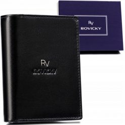 Portfel skórzany Rovicky RV-7680278-IL-BCA-44 czarny. Czarne portfele męskie ROVICKY, bez wzorów, ze skóry. Za 70.00 zł.