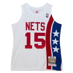Koszulka Nba New Jersey Nets Vince Carter. Białe bluzki damskie Mitchell & Ness, bez wzorów, z jersey, sportowe, bez kołnierzyka, bez ramiączek. W wyprzedaży za 889.50 zł.