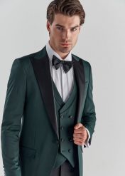 Zielona marynarka smokingowa P22SF-3S-005-Z-S. Zielone garnitury męskie Pako Lorente, s, bez wzorów, z poliesteru. Za 499.99 zł.